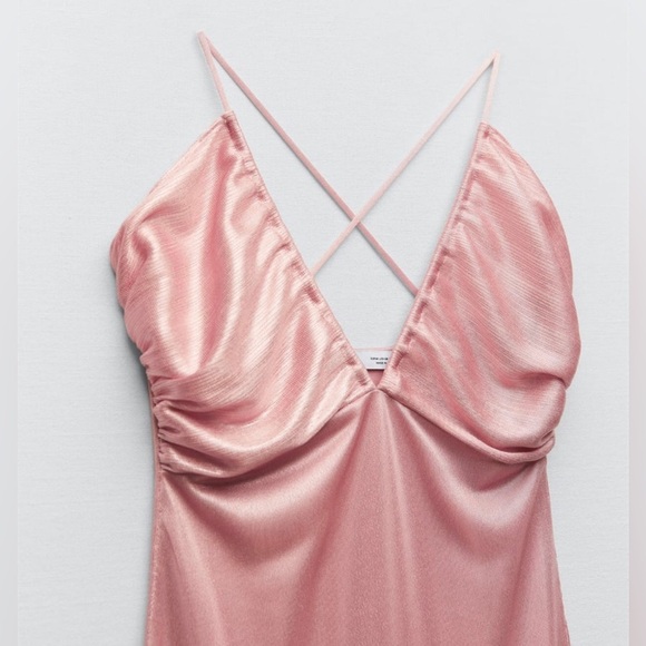 Zara viral pastel powder pink metallic knit midi dress - Large (L) - Picture 4 of 12